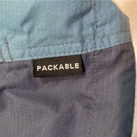 Columbia Blue and White Raincoat Weather-Resistant Hooded Design Sz S - Picture 8 of 8